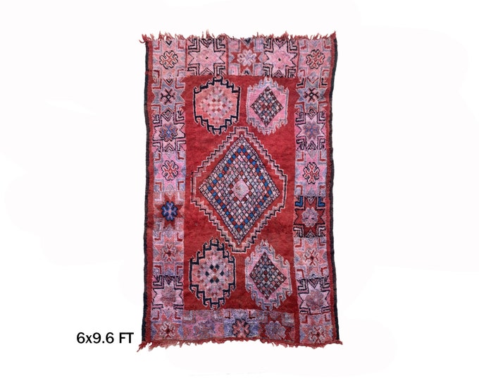 6x10 Vintage Moroccan Berber Rug: Colorful Wool Bohemian Decor!