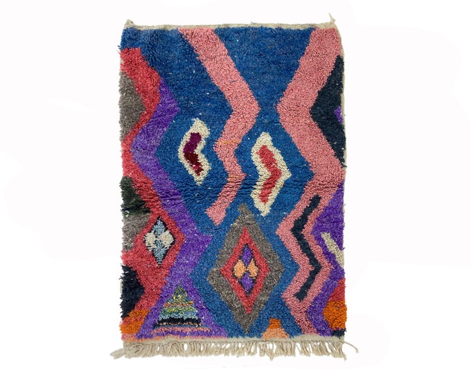 Custom Moroccan Berber Handmade Rug: Colorful Area Rug, Unique Bohemian Floor Decor rug!