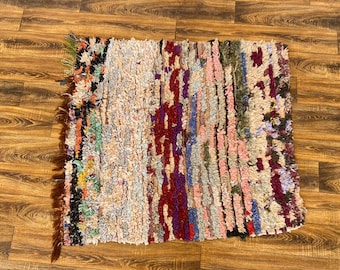4x4 ft Moroccan vintage boucherouite area rug!