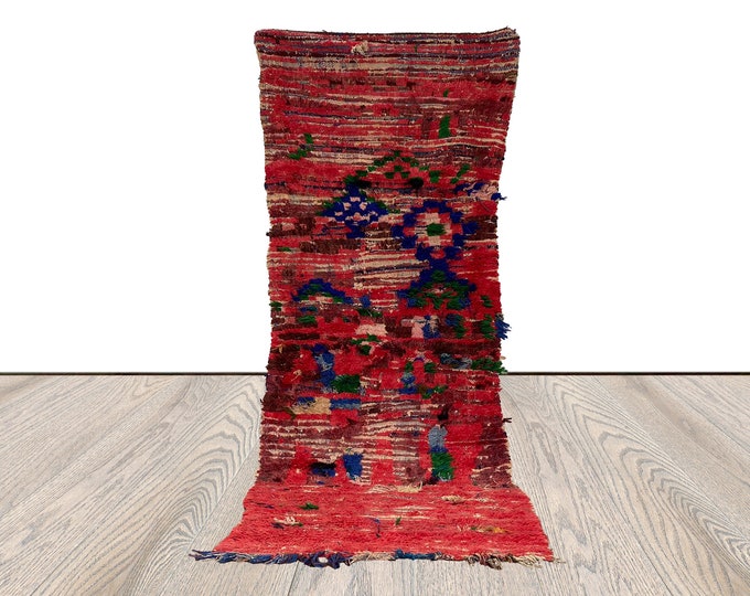 moroccan vintage runner rug, 3x8 ft, berber wool narrow runner rug,bohemian home rug.