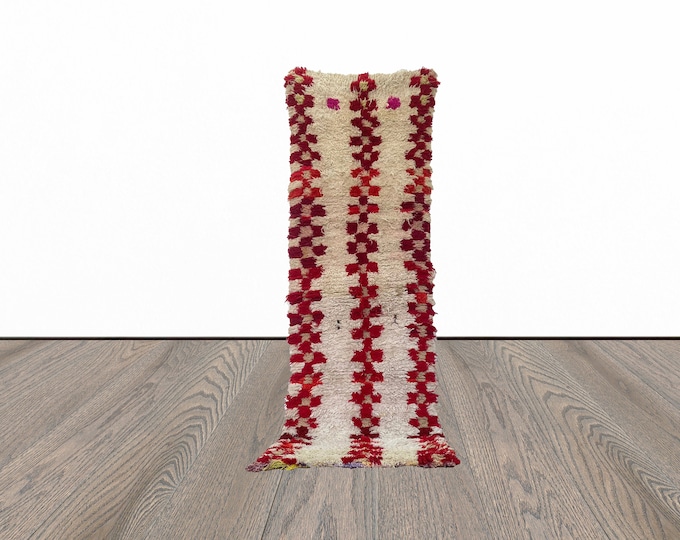 Berber vintage Moroccan 3x9 runner rug.