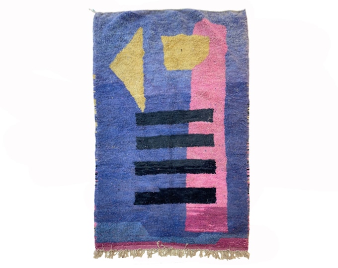 Moroccan Boho Berber Rug, Colorful woven wool Rug.