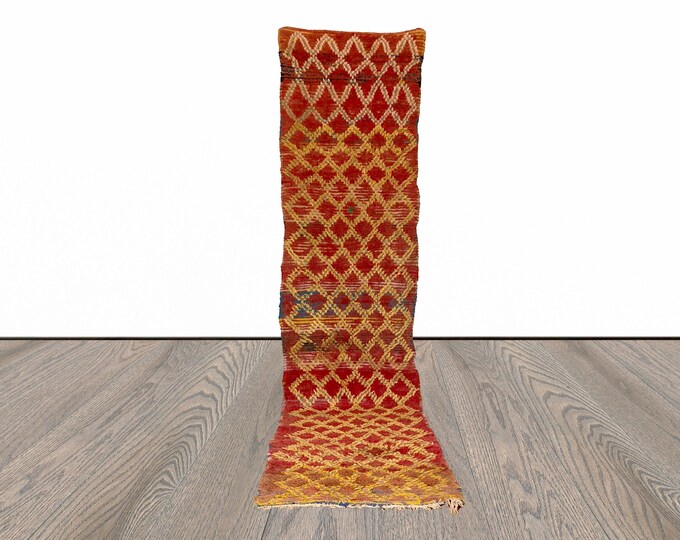Moroccan woven narrow runner rug 2x11 ft!
