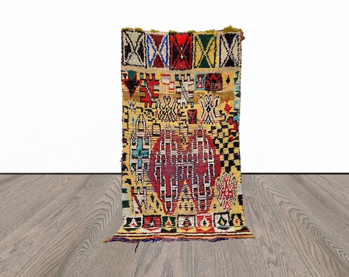 Vintage colorful berber 4x7 rug.