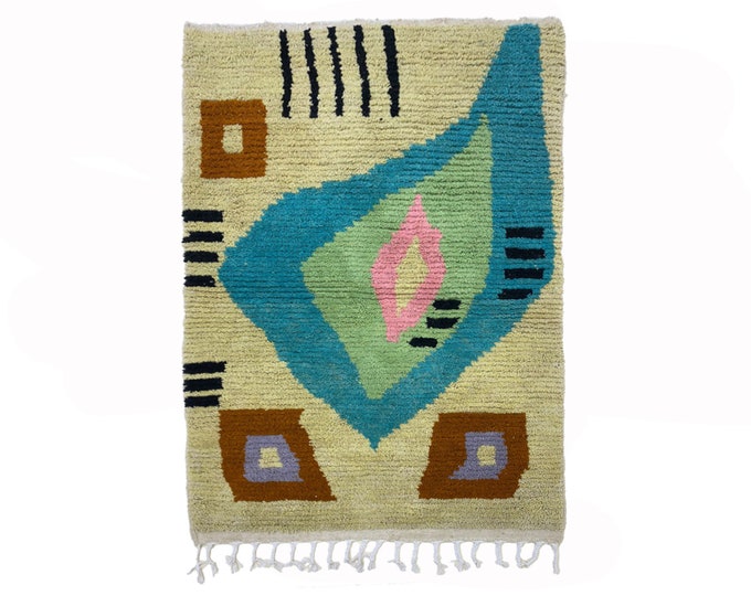 Moroccan Berber rug, Personalized Hand Knotted Custom Area Rug.