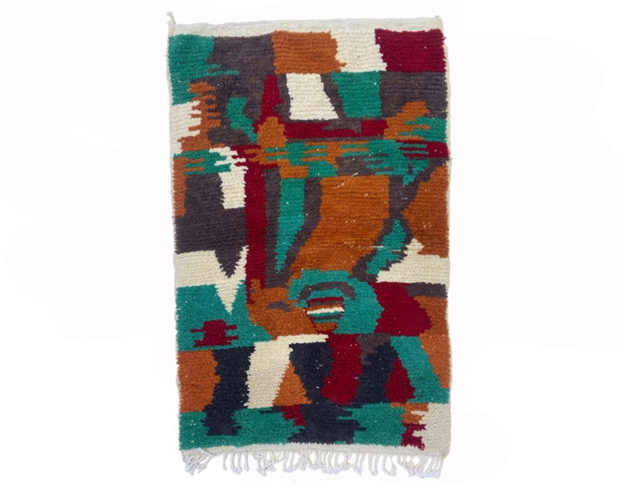 Colorful Moroccan Boho Rug: Handcrafted Unique Area Rug.