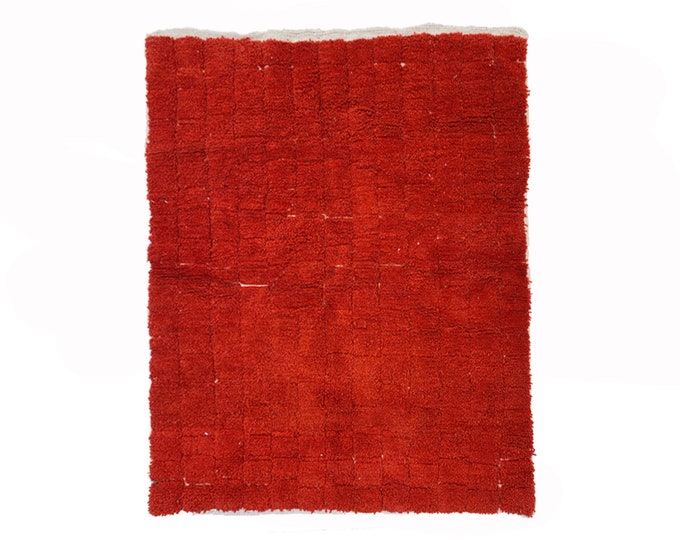 Unique Handmade Berber Red Solid Rug, Custom Size Moroccan Decor Rug!