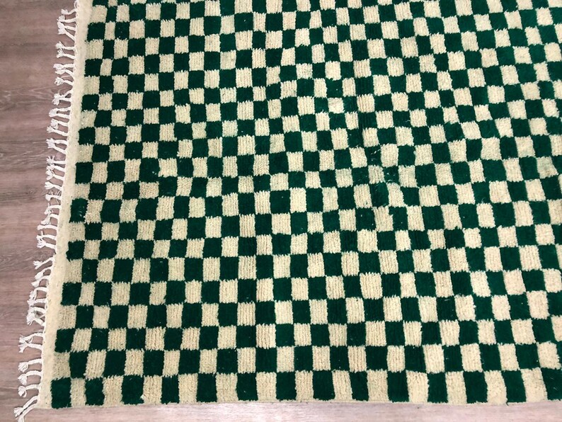 Green Checkered rug Berber area rug Checker rug 8x10 rug Etsy