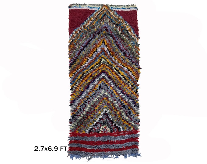 Checkered colorful Moroccan 3x7 runner rug!