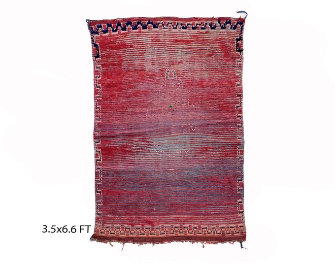 moroccan berber solid red 3.5x7 rug.