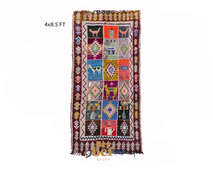 Moroccan colorful vintage runner rug 3x11 ft!