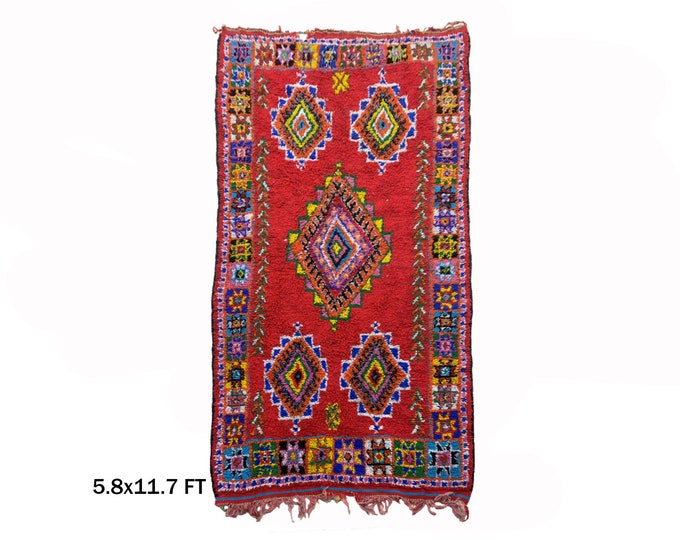 Vintage Berber Moroccan Rug 6x12, Colorful Boho Area Rug!
