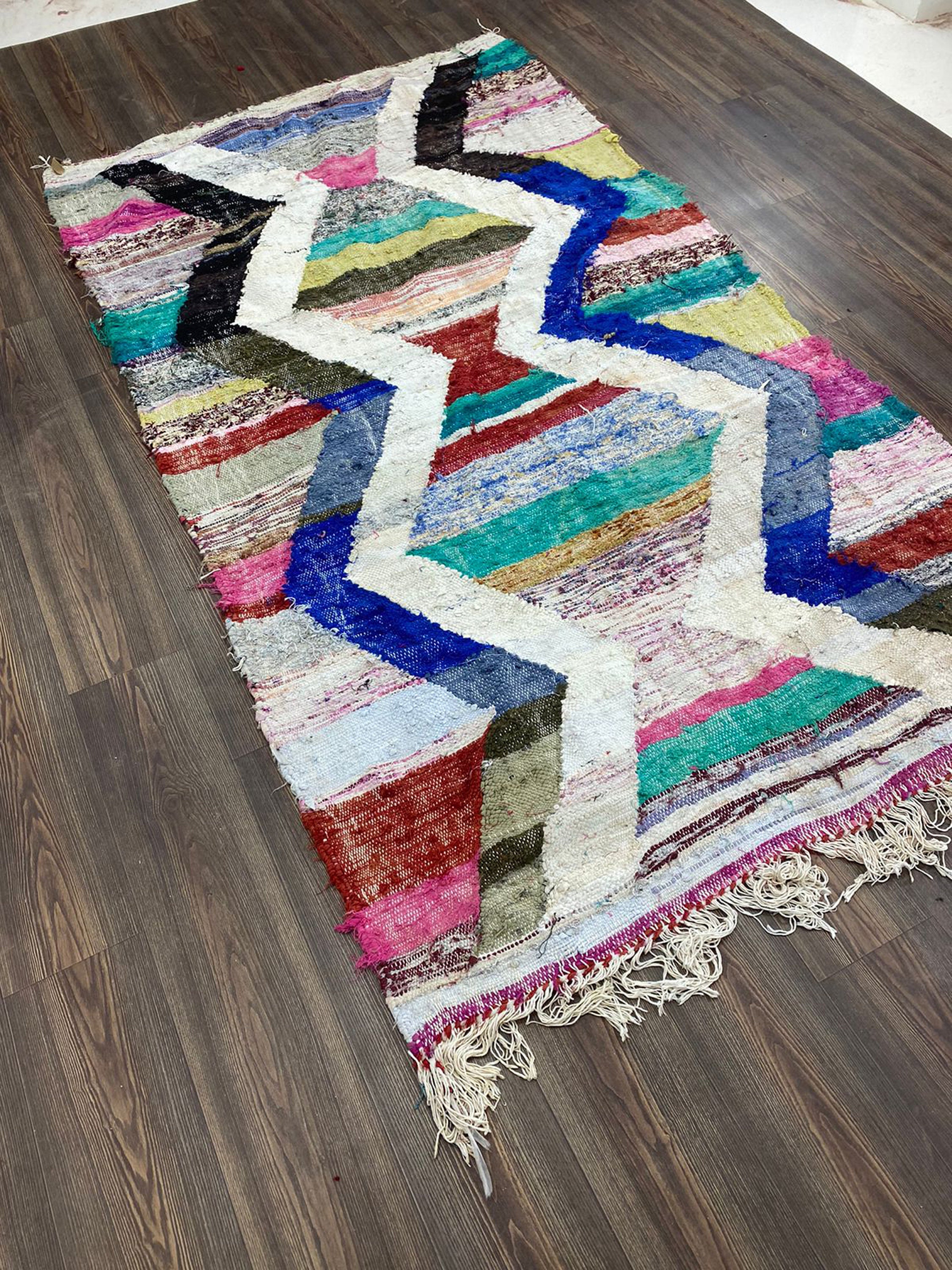 4x8 ft bohemian vintage area rug, moroccan berber flatweave rug.
