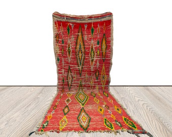 3x8 ft Vintage Wool Rug, Moroccan runner narrow Rug.