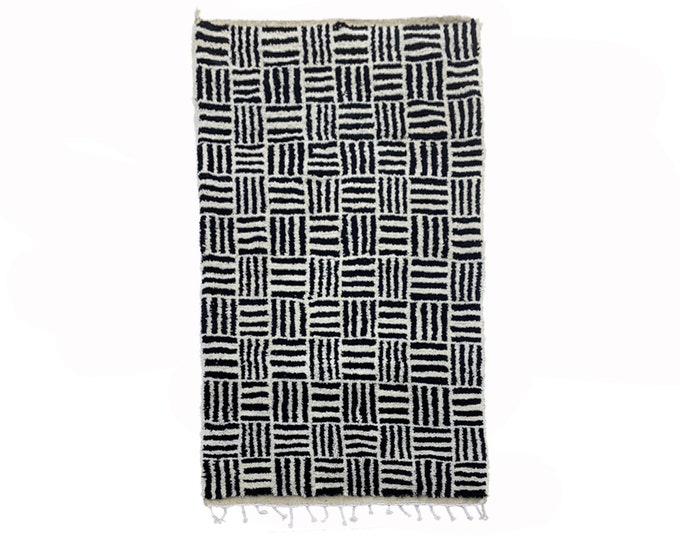 Custom rug: Black and white handmade wool Berber area rugs, Moroccan Rug for a Cozy Space!