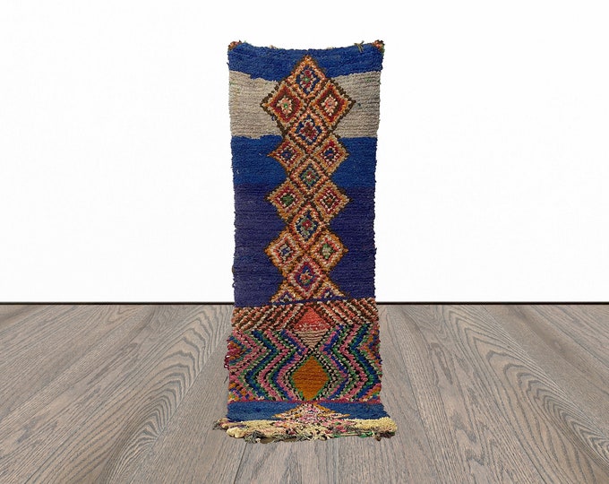 2x10 Feet colorful Boucherouite Runner Rug.