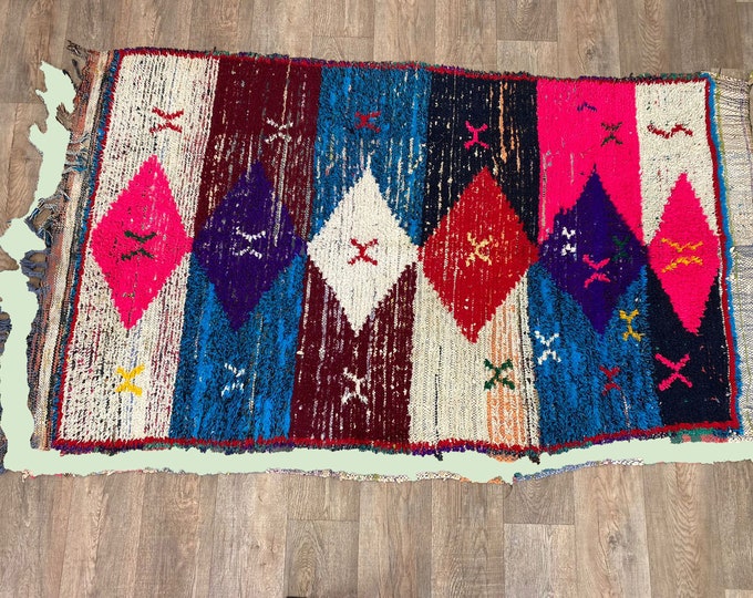 4x7 FT Moroccan vintage colorful area rugs.