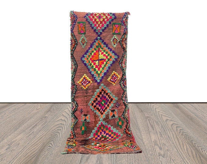 3x9 Moroccan vintage runner Rugs, Berber narrow colorful Rug.