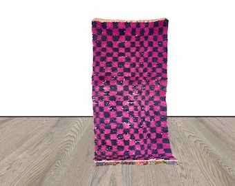 moroccan Berber checkered rug 3x7 ft.