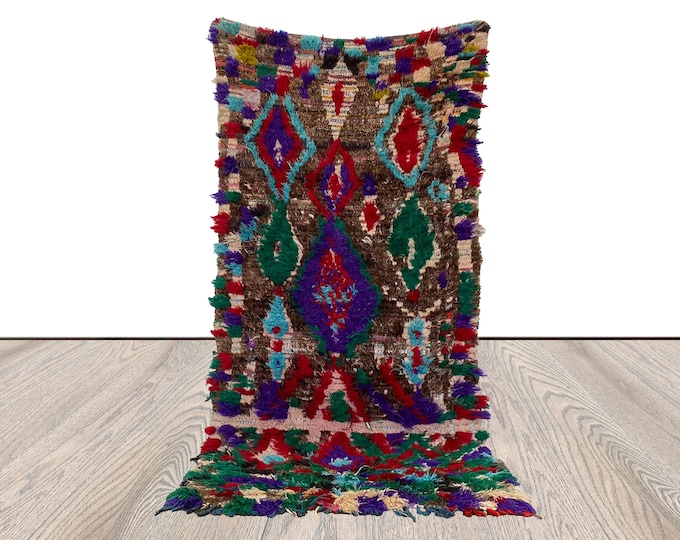 vintage Berber Moroccan Colorful area Rug 3x7 ft.
