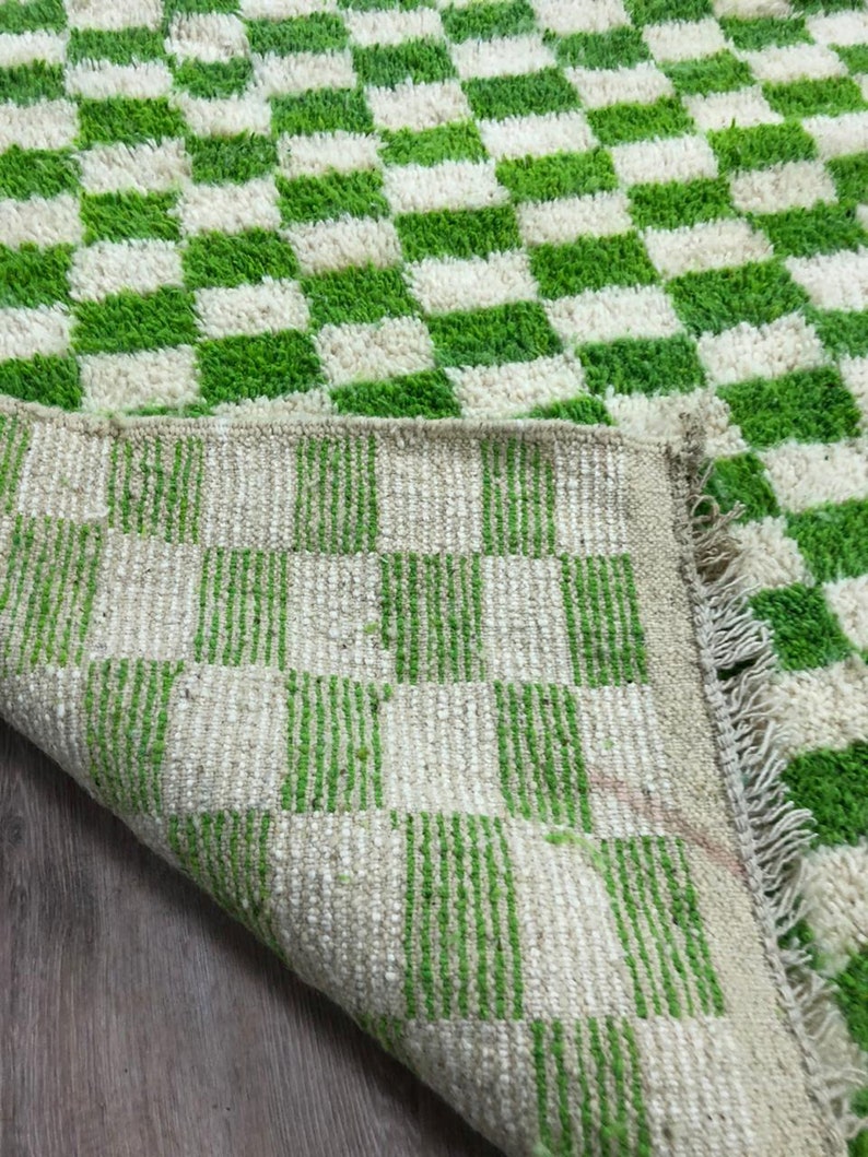Bright Green Checker rug 8 x 10 area rug Checkered area rug Etsy