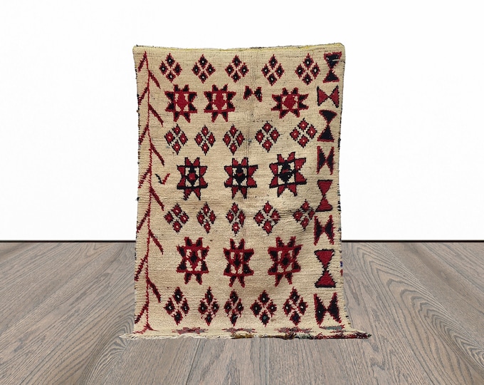 Small colorful vintage Berber 4x6 rug.