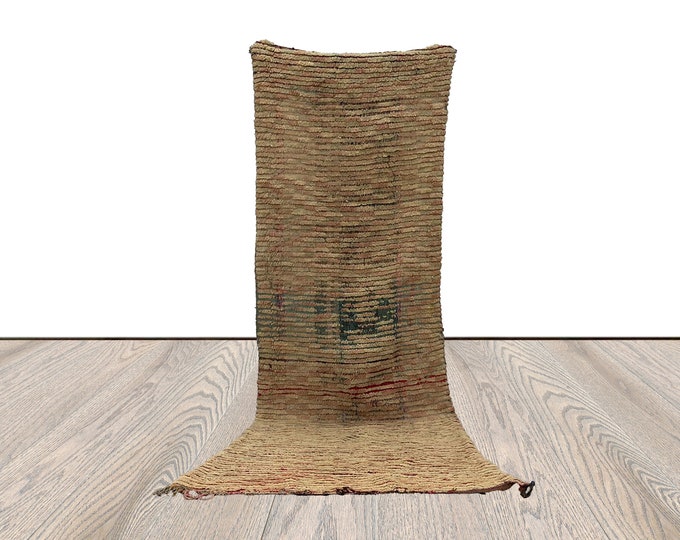 3x9 feet, moroccan berber narrow runner rug, vintage worn shag rug.
