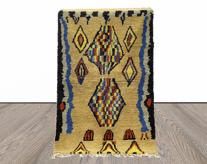 6x4 Feet Colorful Abstract Moroccan Rug.