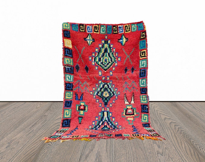 Moroccan colorful tribal area 4x6 rug.
