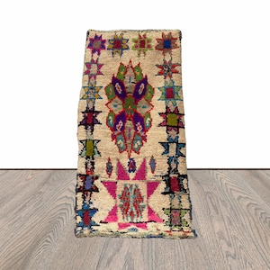 3x6 Feet Colorful Decorative Boucherouite Runner Rug.