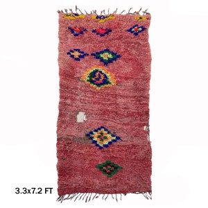 3x7 Vintage Moroccan Runner Rug, Berber Design.