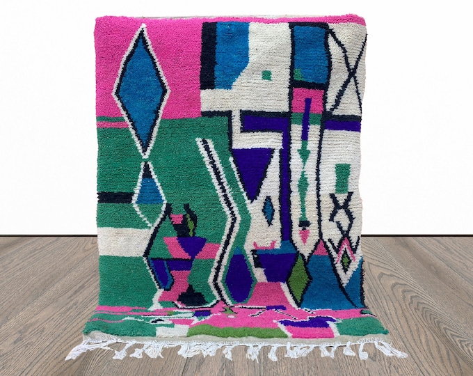 Colorful Moroccan Rug, Unique Handmade Bohemian Home Decor Rug!