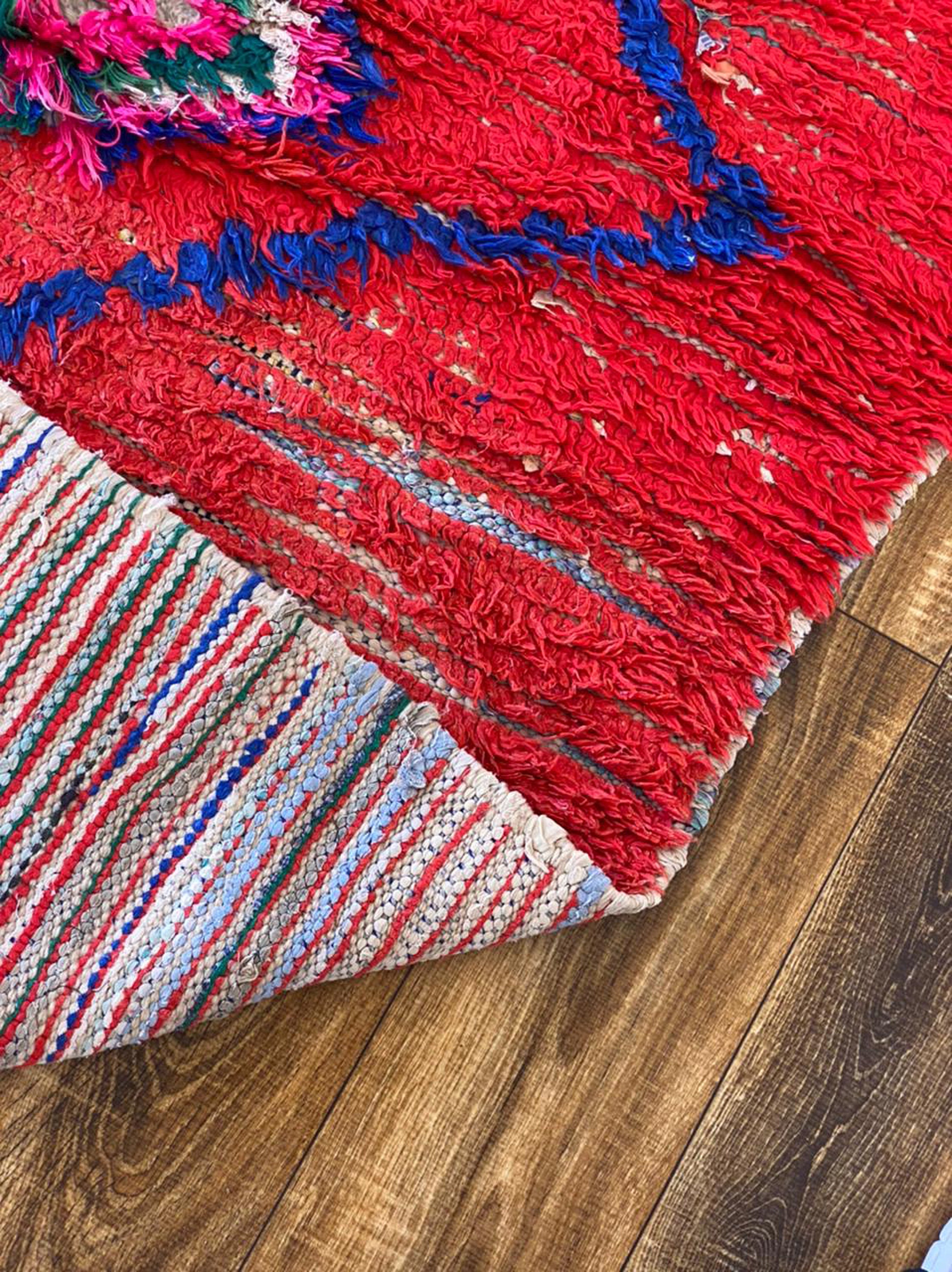 4x7 ft Moroccan vintage red rug, woven Berber area rug