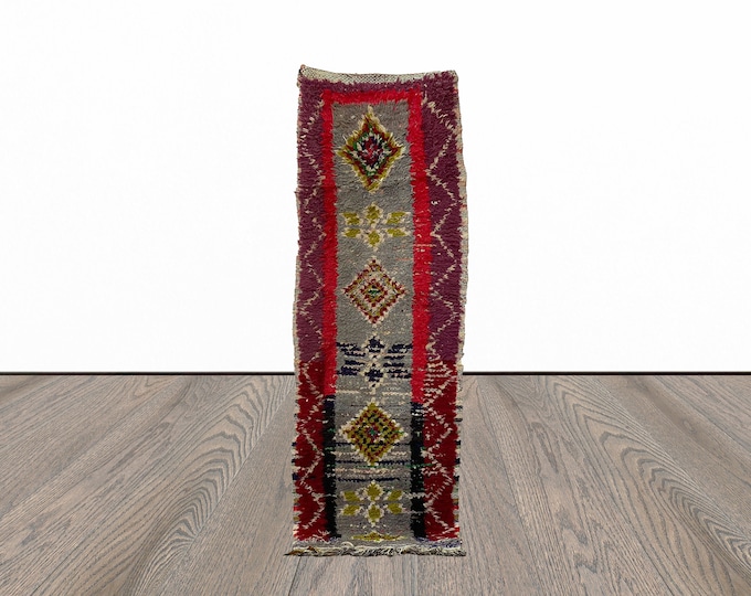 2x7 Narrow colorful Vintage  Runner Rug.