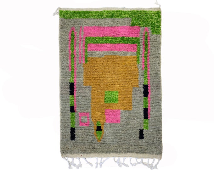 Custom Moroccan Wool Rug, Handmade Colorful Home Rug.