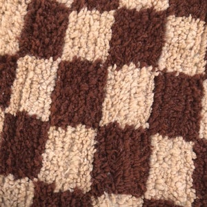 Moroccan checkered Pouf, Berber checker square Ottoman Brown and cream