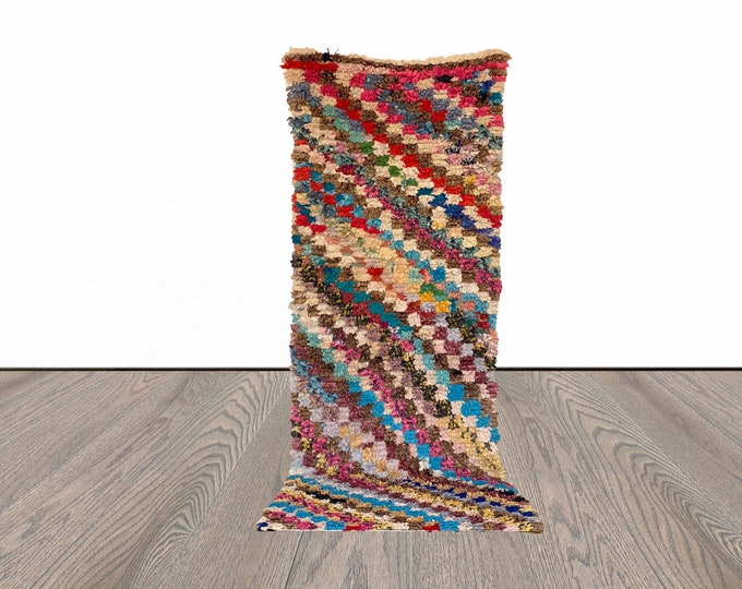 3x8 ft Moroccan Boucherouite runner rug!