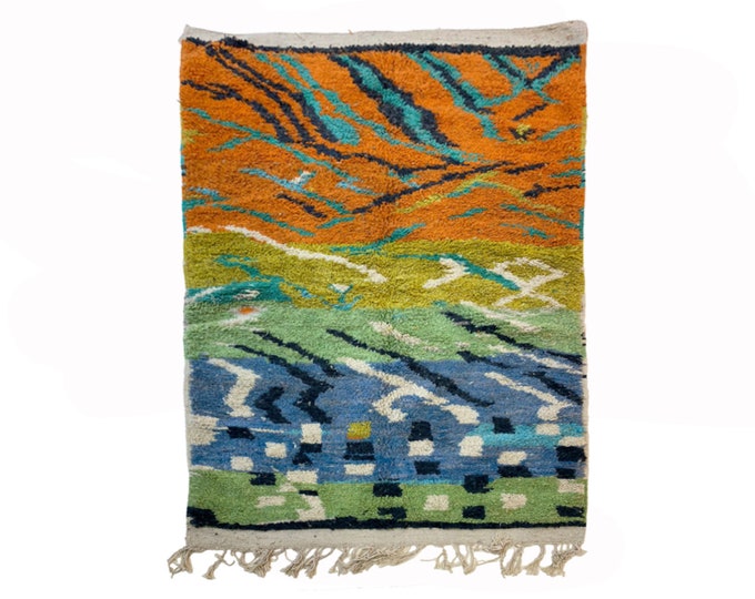 Moroccan Colorful Handmade Wool Rug, Custom Berber Rug for Living Room!