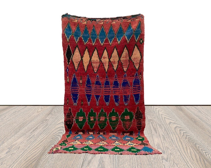 3ft by 8 ft Berber Moroccan runner Rug, Tribal woven narrow Rug.