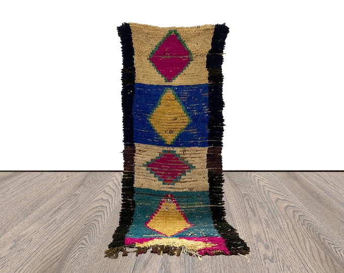Berber narrow small runner rugs, 2x6 ft moroccan vintage diamond colored rugs.