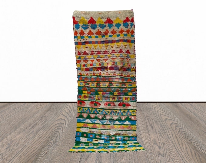 Berber abstract colorful 2x8 runner rug.