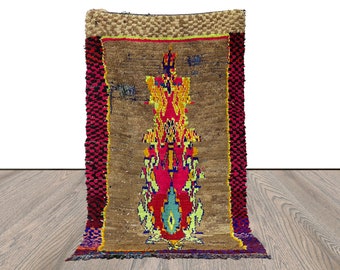 4x7 Handwoven vintage Moroccan Berber area Rug.