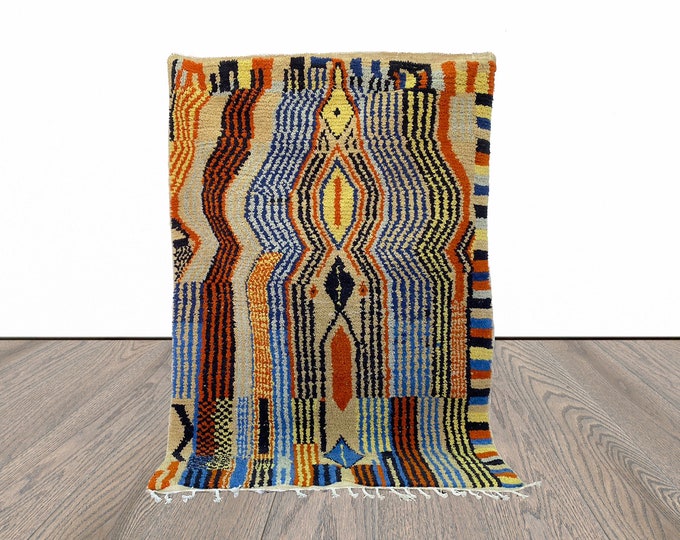 4x6 Feet Colorful Abstract Moroccan Berber Area Rug.