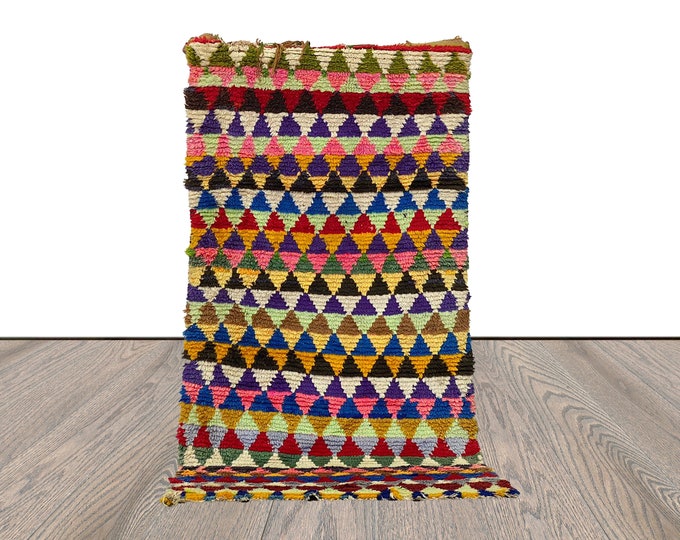 Morrocan Extra narrow runner Rugs, 2x5 Vintage colored Diamond small Rug.