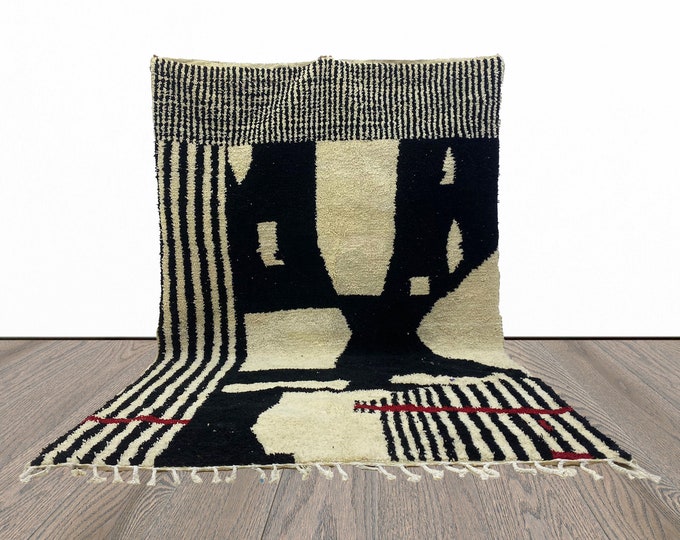 Vibrant Handwoven Moroccan Rug, Colorful Bohemian Style for Living Room.