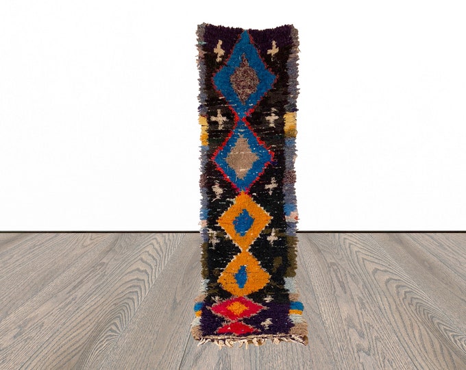 Moroccan narrow colorful runner rug 2x9 ft!