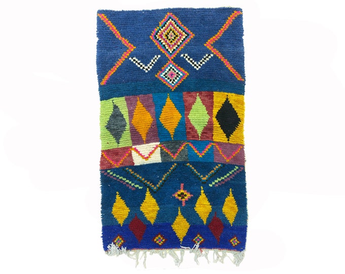 One-of-a-Kind Moroccan Berber Rug: Hand-Knotted Custom Area Rug with Colorful Design!