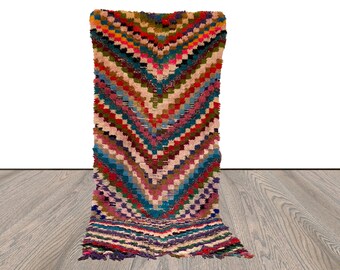 3x9 Vintage Moroccan Berber runner rug, Handwoven colorful rugs.