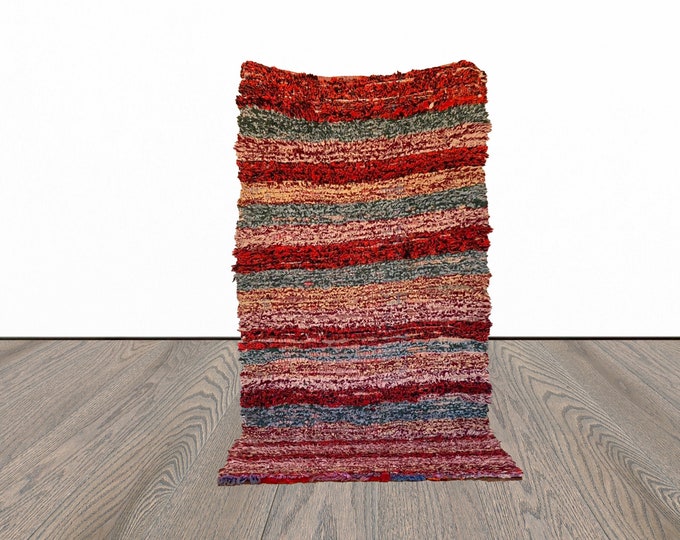 4x9 Moroccan Berber striped colorful large area Rug.