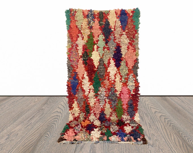 2x6 ft Boucherouite Moroccan colorful runner rug!